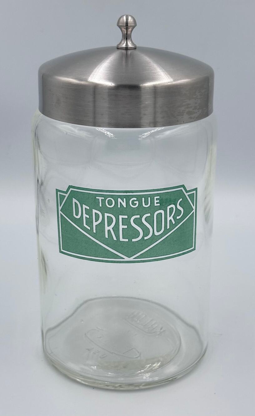 Kalon Profex Medical Apothecary Glass Tongue Depressors Storage Jar w/Lid
